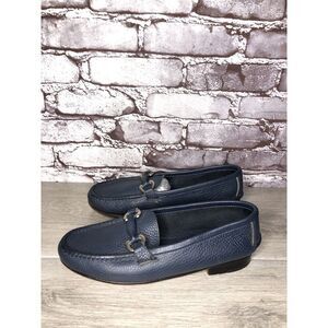 Guido Navy Blue Leather Slip On Horsebit Loafers Flats Shoes Women Sz 9M US/40EU